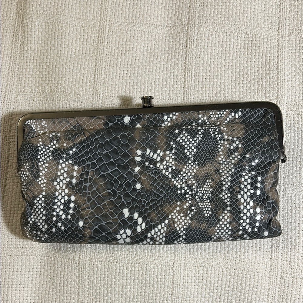 HOBO Black and Gray Snakeskin Wristlet Clutch